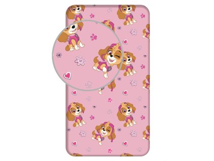 Bavlněné napínací prostěradlo 90x200 + 25 cm - Tlapková patrola PP5711