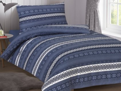 Flanelové povlečení 140x200 + 70x90 cm - Nordic modrý