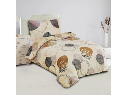 Povlečení mikroplyš 140x200 + 70x90 cm - Kruhy hnědé