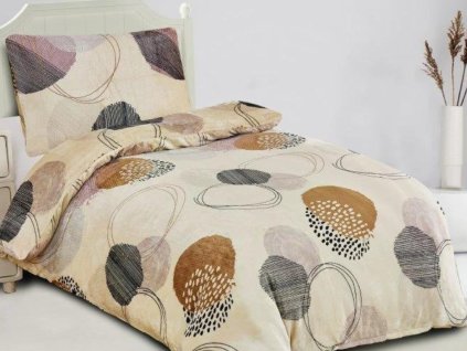 Povlečení mikroplyš 140x200 + 70x90 cm - Kruhy hnědé