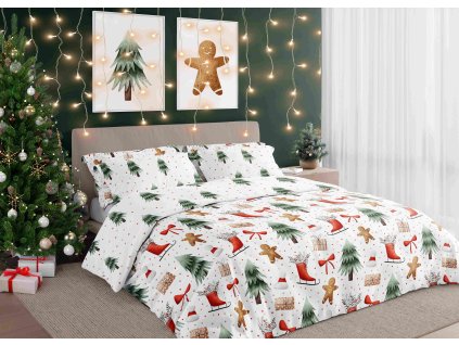 Vánoční bavlněné povlečení 140x200 + 70x90 cm - Magické Vánoce