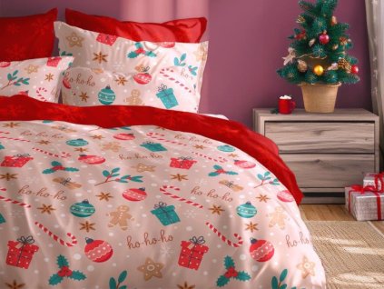 Vánoční bavlněné povlečení 220x200 + 2 x 70x80 cm - Vánoční nadílka