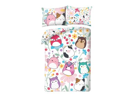 Povlečení z mikrovlákna 140x200 + 70x90 cm - Squishmallows "Flowers"