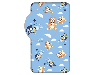 Bavlněné napínací prostěradlo 90x200 + 25 cm - Bluey 0041