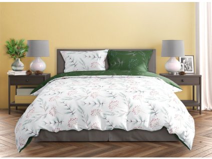 Bavlněné saténové povlečení 140x200 + 70x90 cm - Milagro Verde 020