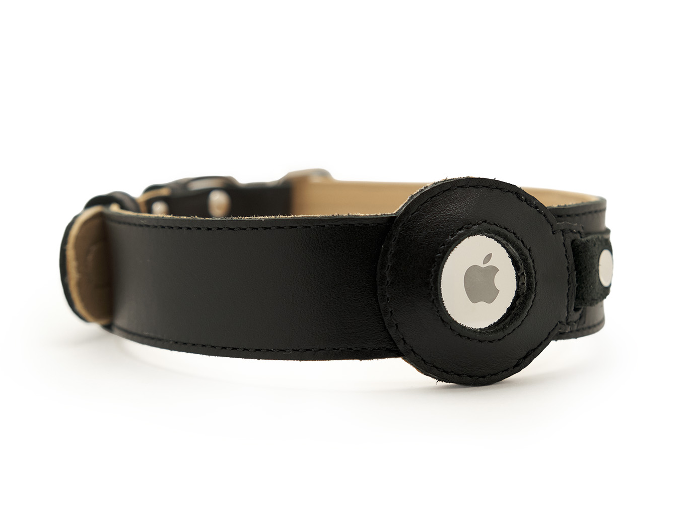 Kožený obojek s kapsou na AirTag pro psa