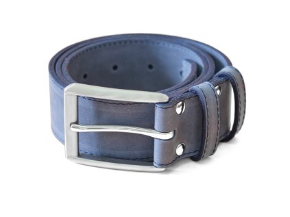 opasek kozeny 40 mm modry
