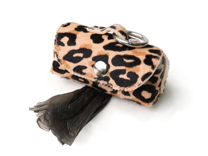 kozeny zasobnik na sacky pro psy leopard