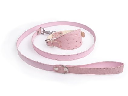 set obojek a voditko pro chrty ruzovy pstros