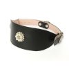 Kozeny obojek pro chrty cerny s perlami