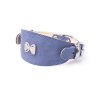 kozeny obojek pro italske chrtiky s motylkem modry