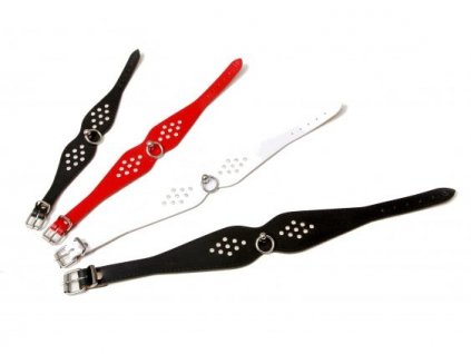 Obojek kožený výkroj Swarovski 3 barvy