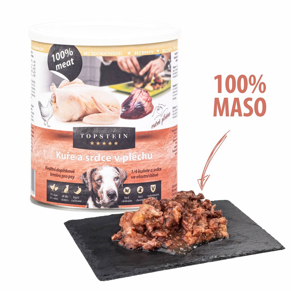 Topstein Kuře a srdce v plechu 800 g
