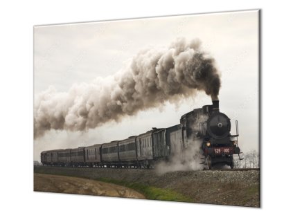 Ochranná deska černý parní vlak (Lepení na zeď S lepením na zeď, Rozměr 70x70 cm)