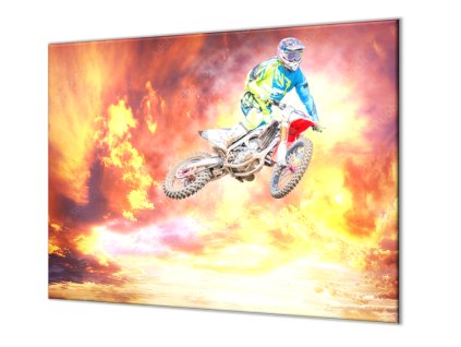 Ochranná deska motocross v západu slunce (Lepení na zeď S lepením na zeď, Rozměr 70x70 cm)