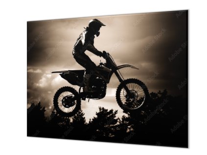 Ochranná deska motocross silueta ve stmívání (Lepení na zeď S lepením na zeď, Rozměr 70x70 cm)