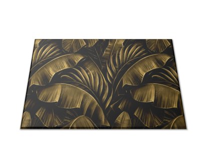 Skleněné prkénko abstraktní palmové a banánové listí (Prkénko 40x30cm)