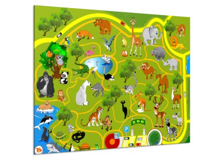 Obraz skleněný čtvercový malovaná ZOO mapa (Rozměry-čtverec 90 x 90 cm)