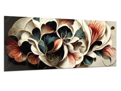 Obraz skleněný prvky kytice v moderním designu (Rozměry-obdélník 90 x 120 cm)