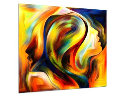 Obraz skleněný abstraktní on a ona (Rozměry-čtverec 90 x 90 cm)