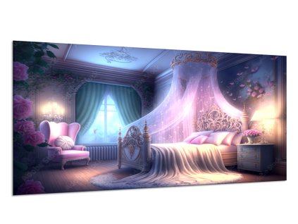 Obraz skleněný dívčí pokoj fantazie princezny (Rozměry-obdélník 90 x 120 cm)