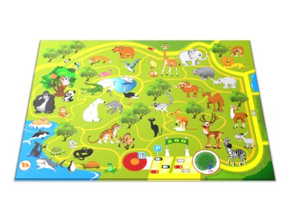 Skleněné prkénko malovaná ZOO mapa (Prkénko 40x30cm)