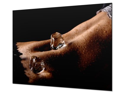 Ochranná deska břicho s kapkami vody a kostky ledu (Lepení na zeď S lepením na zeď, Rozměr 70x70 cm)