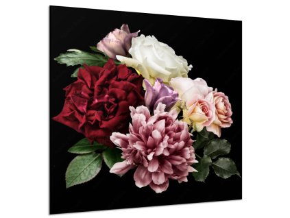 Sklo do kuchyně květinové aranžmá zahradních květin (Rozměr 60 x 150 cm)