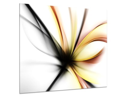 Sklo do kuchyně abstrakt žluto černý květ (Rozměr 60 x 150 cm)