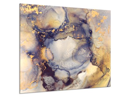 Sklo do kuchyně malba alkoholovým inkoustem šedo zlatá (Rozměr 60 x 150 cm)