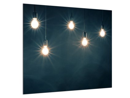 Sklo do kuchyně svítící žárovky temné pozadí (Rozměr 60 x 150 cm)