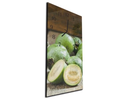 Nástěnné hodiny ovoce dřevěný podklad 30x60cm (Materiál kalené sklo)