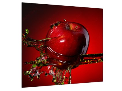 Sklo do kuchyně červené jablko ve vodě (Rozměr 60 x 150 cm)