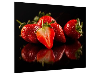 Sklo do kuchyně čerstvé červené jahody (Rozměr 60 x 150 cm)