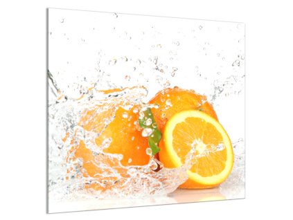 Sklo do kuchyně pomeranč ovoce ve vodě (Rozměr 60 x 150 cm)