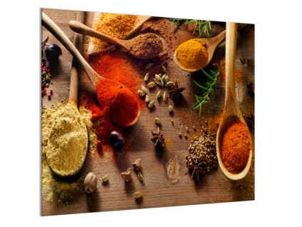 Sklo do kuchyně koření na vařečkách (Rozměr 60 x 150 cm)