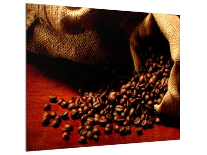 Sklo do kuchyně rozsypaná káva z pytle (Rozměr 60 x 150 cm)