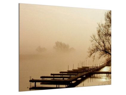Sklo do kuchyně jezero v mlze (Rozměry skla do kuchyně 60 x 150 cm)