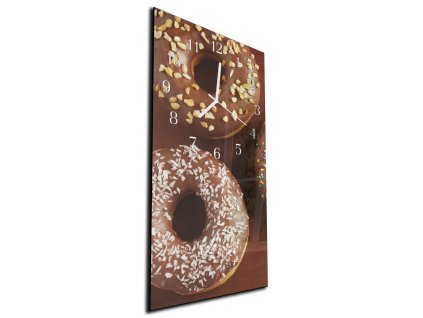 Nástěnné hodiny 30x60cm pečivo donut (Materiál kalené sklo)