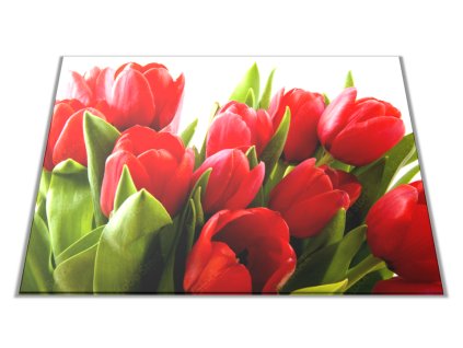 Skleněné prkénko květy červené tulipány (Prkénko 40x30cm)