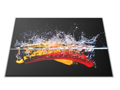 Skleněné prkénko barevné chilli ve vodě (Prkénko 40x30cm)