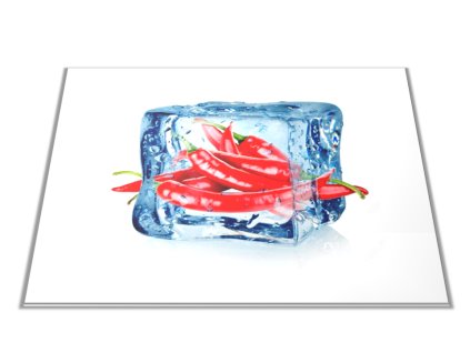 Skleněné prkénko chilli v ledové kostce (Prkénko 40x30cm)