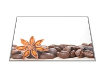 Skleněné prkénko zrna kávy a badyán (Prkénko 40x30cm)