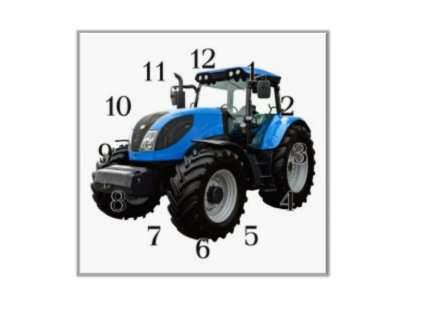 Nástěnné hodiny 30x30cm modrý traktor NewH (Materiál kalené sklo)