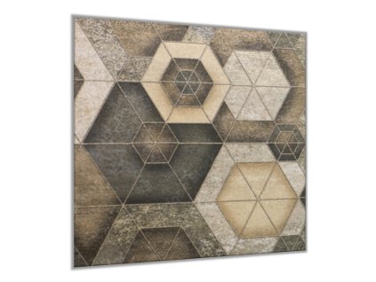 Sklo do kuchyně dlaždice béžové geometrický vzor (Rozměry skla do kuchyně 60 x 150 cm)