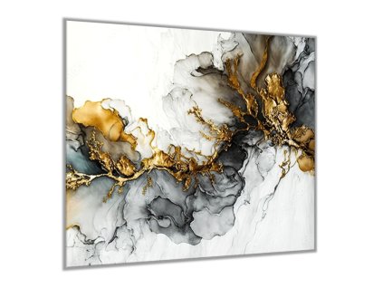 Sklo do kuchyně abstraktní fluidní inkoustová malba (Rozměry skla do kuchyně 60 x 150 cm)