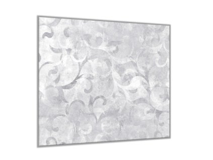 Sklo do kuchyně ornamenty v šedém cementu (Rozměry skla do kuchyně 60 x 150 cm)