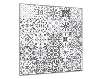 Sklo do kuchyně dlaždice šedo-bílé (Rozměry skla do kuchyně 60 x 150 cm)