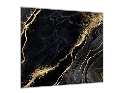 Sklo do kuchyně černý mramor zlaté žilky (Rozměry skla do kuchyně 60 x 150 cm)