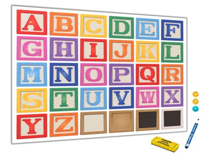 Metalová magnetická tabule - barevná abeceda (Rozměr 60x90cm)